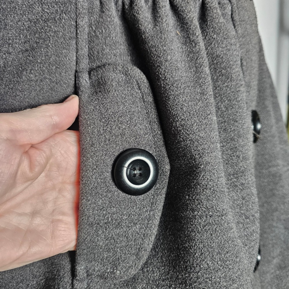 IN San Francisco Women Charcoal Gray Button Front Belted Coat Size S - Picture 11 of 13